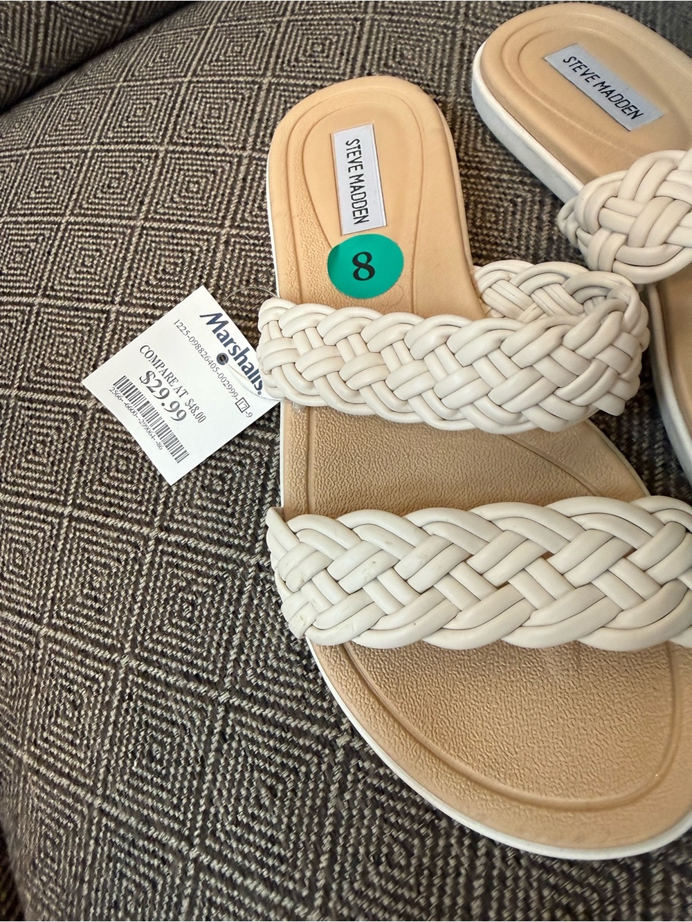 Steve Madden Cream Braided Double-Strap Slide Sandals - Picture 3 of 4